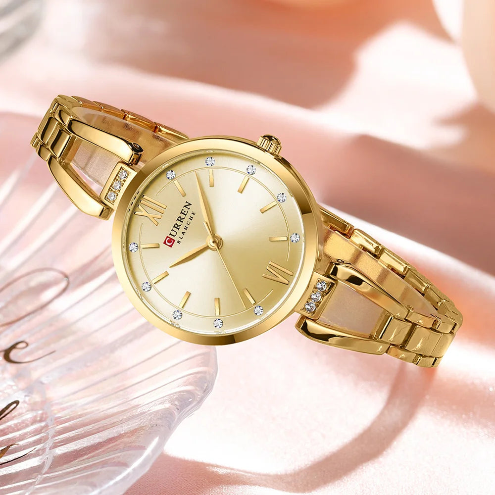 Women’s Luxury Gold Watch – Stainless Steel Band Elegant Fashion Wristwatch