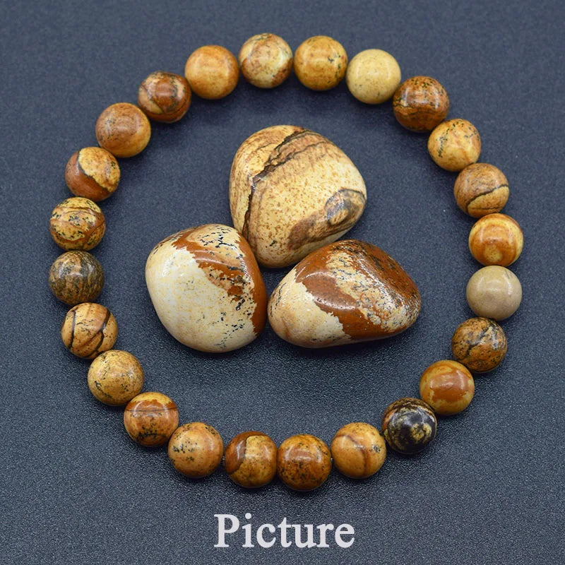 Women’s Natural Moss Agate Bead Bracelet – Healing Energy Stone Jewelry