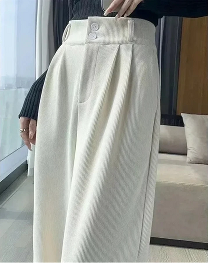 Women’s High Waist Warm Wide Leg Pants Bottom – Winter Thick Velvet