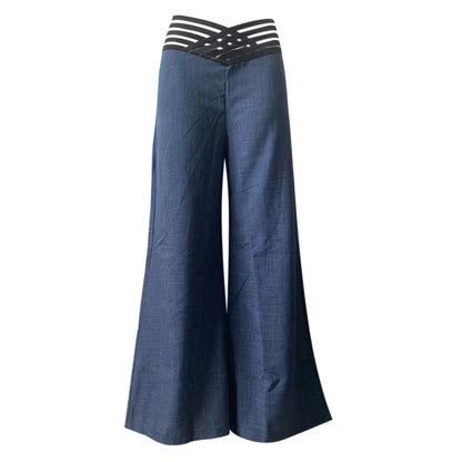 Women’s High Waist Hollow Out Pants Bottom – Retro Bootcut Y2K Trousers, Korean Style Casual Baggy Outfit for Spring & Summer