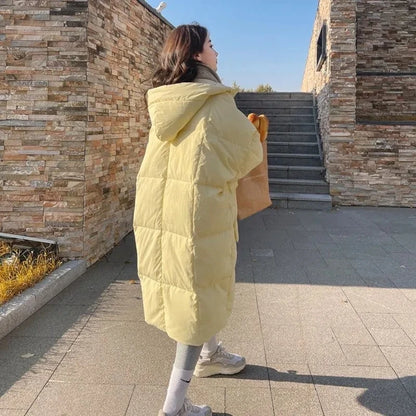 Women’s Puffer Jacket Outerwear – Long Thick Hooded Jacket