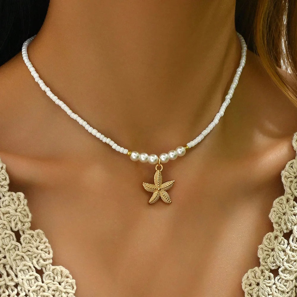 Women’s Jewelry Seashell Beaded Choker Necklace | Ocean Inspired | Holiday | Daily