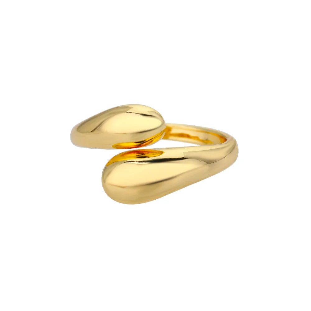 Women’s 316L Stainless Steel Geometric Open Ring – Gold Color Multilayer Vintage Waterproof Jewelry