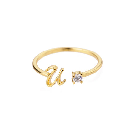 Women’s Adjustable Initial Letter Ring – Stainless Steel A–Z Alphabet Personalized Jewelry