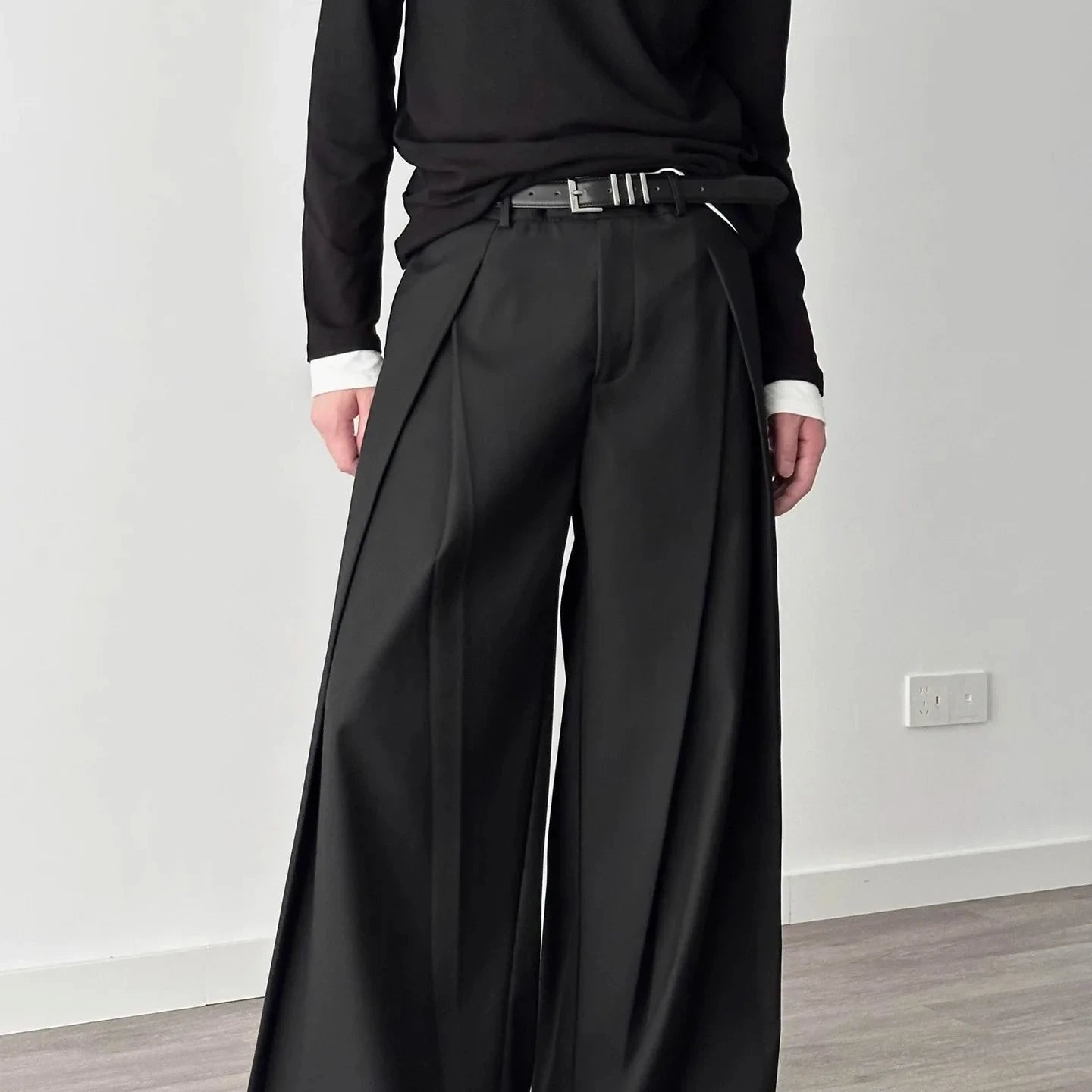 Men’s Wide Leg Pants Bottoms | Black | Oversized | Fashion