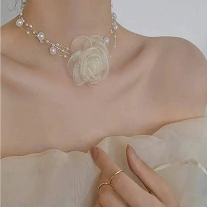 Women’s Jewelry Pearl Velvet Bow Choker Necklace | Elegant | Lace Up | Party