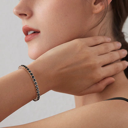Women’s Black Moissanite Tennis Bracelet – 925 Sterling Silver Plated 18K Hip Hop Jewelry