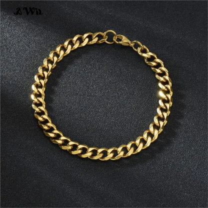 Men’s Stainless Steel Cuban Link Bracelet Jewelry – Unisex Curb Chain 3–11mm