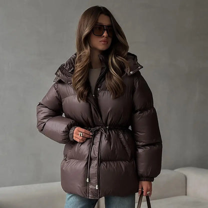 Women’s Cotton Outerwear – Short Lace-Up Warm Puffer Jacket