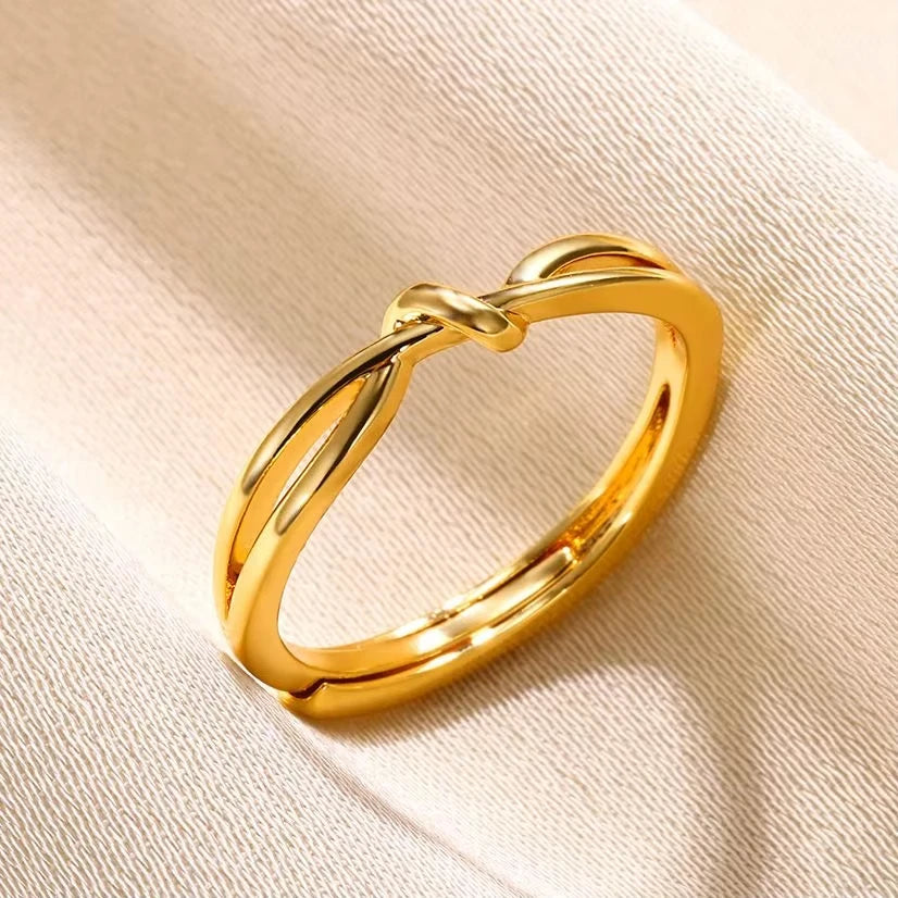 Women’s 316L Stainless Steel Geometric Open Ring – Gold Color Multilayer Vintage Waterproof Jewelry
