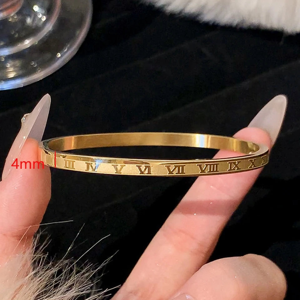 Women’s Jewelry Stackable Bangle Bracelet | Zirconia Inlaid | Stainless Steel | Gift