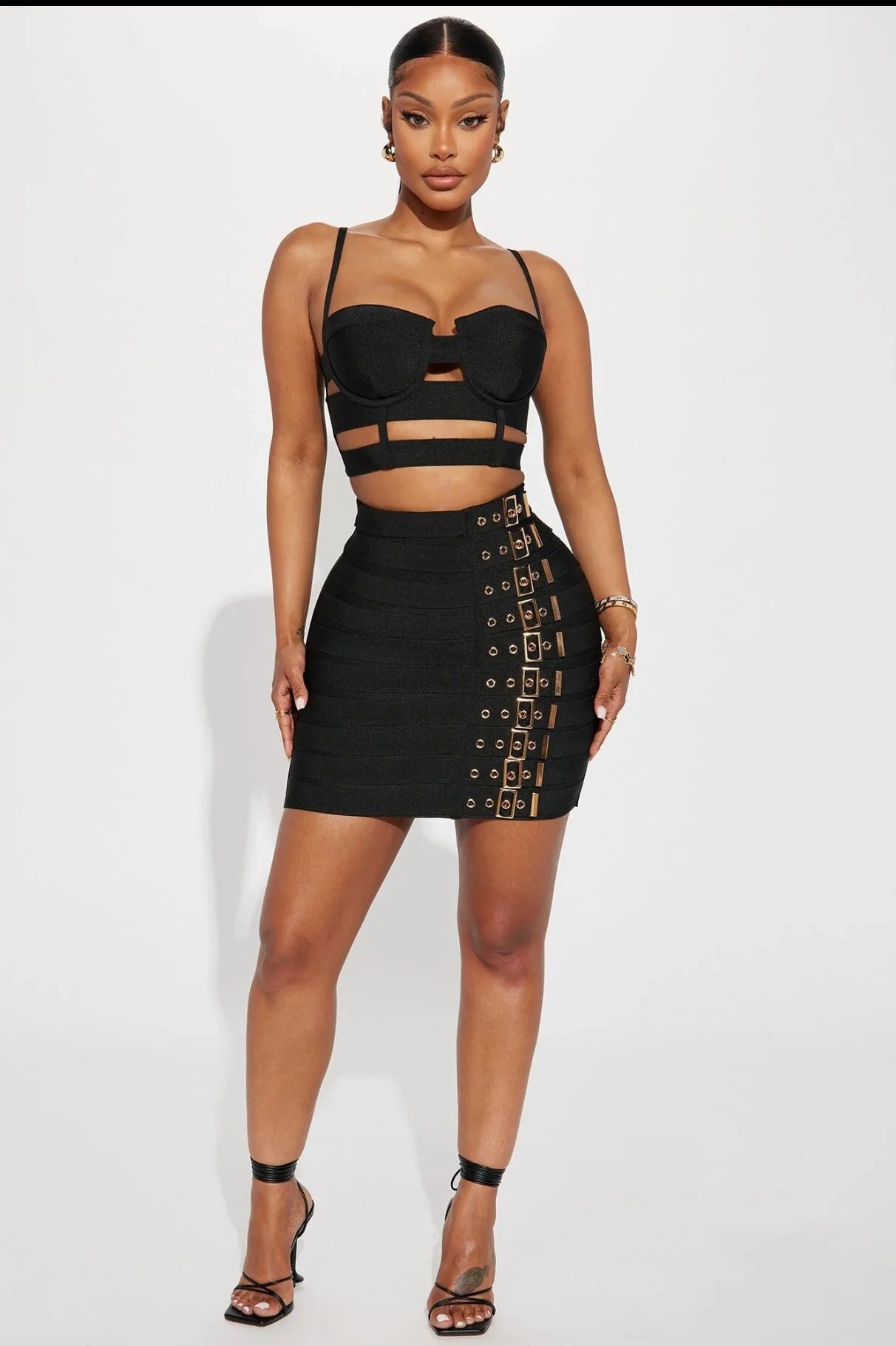 Women’s Punk Bandage Elegant Set Sexy Suspender Nightclub Outfit