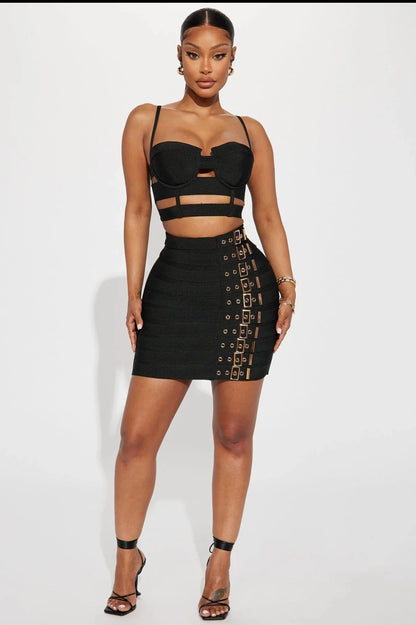 Women’s Punk Bandage Elegant Set Sexy Suspender Nightclub Outfit