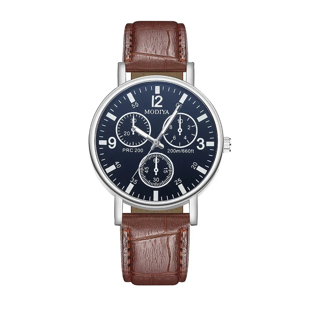 Men’s Luxury Leather Strap Watch – Business Analog Wristwatch, Casual Simple Style