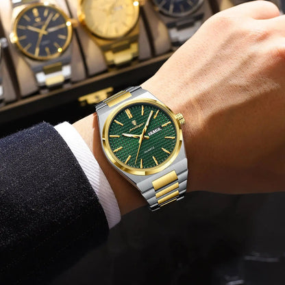 Men’s Luxury Watch – Stainless Steel Waterproof Wristwatch with Luminous Dial, Date & Week