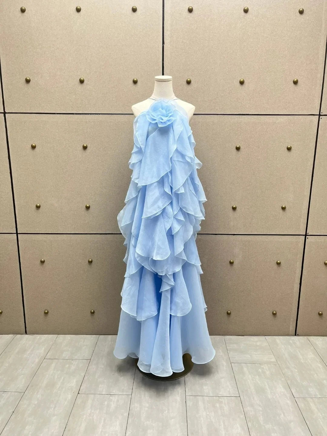 Women’s Floral Pleated Backless Maxi Dress – Beach Style Camisole Elegant Dress