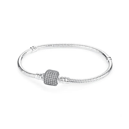 Women’s 925 Sterling Silver Bracelet – Rose Gold Snake Chain with Heart Charm Beads Jewelry