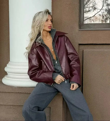 Women’s Faux Leather Jacket Outerwear | Street | Zipper