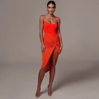 Women’s Asymmetrical Skirt Bottom – High Waist Pleated Slim Wrap Hip Irregular Pencil Skirt