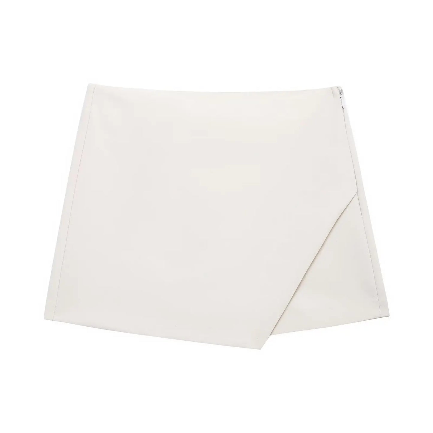 Women’s Elegant Mini Skirt Bottom – High Waist Asymmetric Hem Side Zipper Slim FIT Skorts
