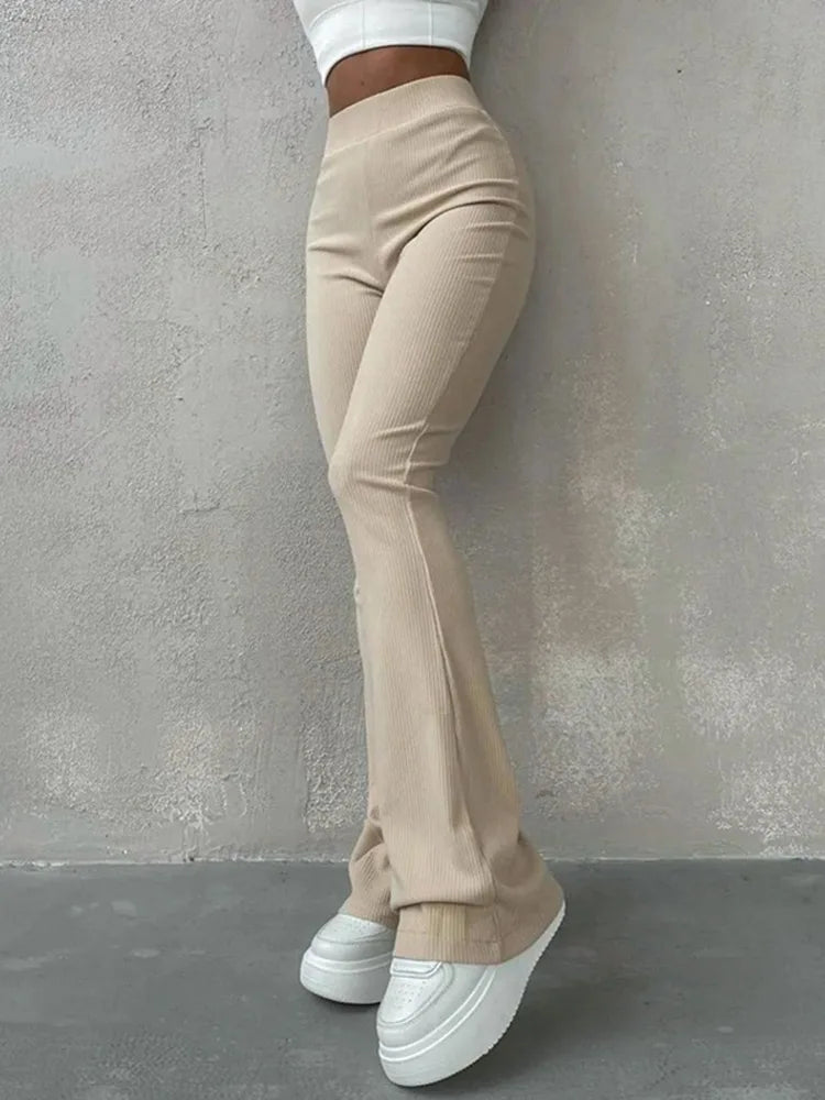Women’s High-Waist Slim Fit Pants – Y2K Streetwear Aesthetic Full-Length Trousers