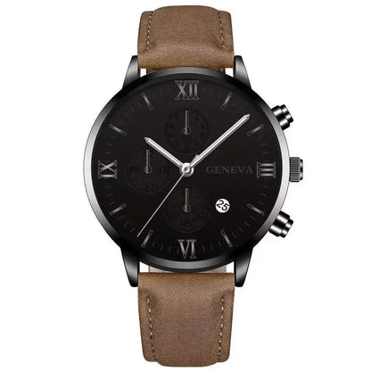 Men’s Luxury Quartz Sport Watch – Leather Strap Analog Wristwatch with Date