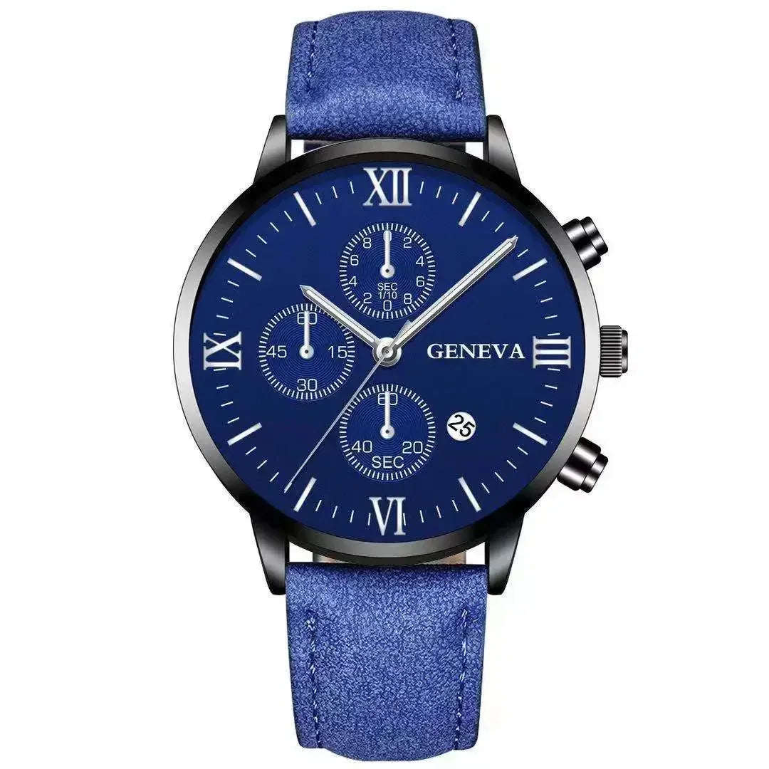 Men’s Luxury Quartz Sport Watch – Leather Strap Analog Wristwatch with Date