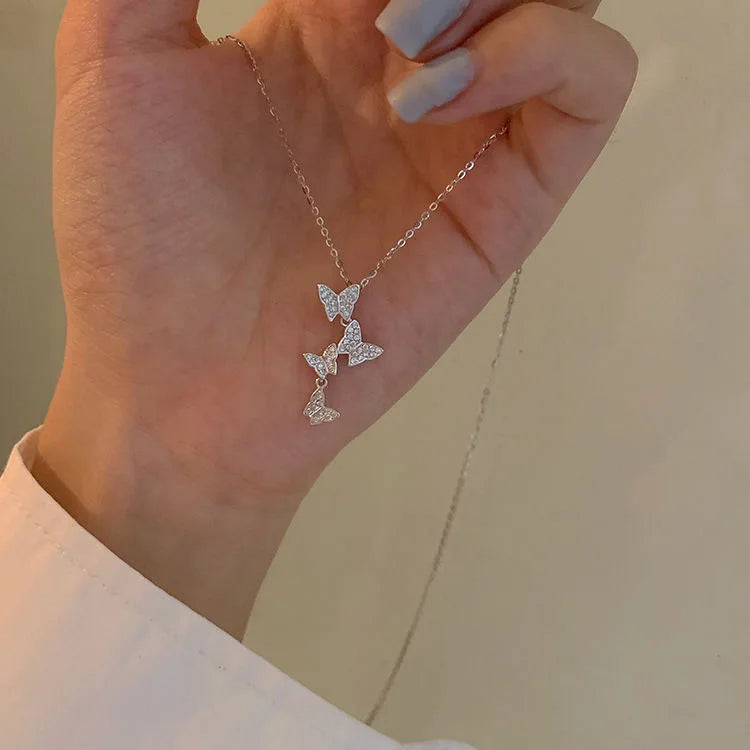 Women’s Jewelry Shiny Butterfly Layered Necklace | Elegant | Double Layer | Gift