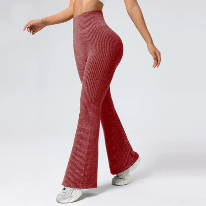 Women’s High-Waisted Flared Yoga Pants – Breathable 4-Way Stretch Sports Bottoms