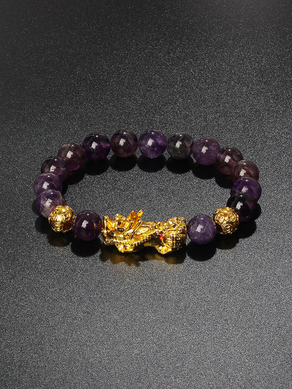 Men’s Black Obsidian Bead Bracelet – Spiritual Protection & Wealth Energy Healing Jewelry
