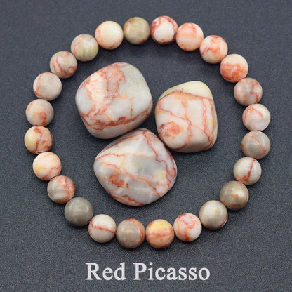 Women’s Natural Moss Agate Bead Bracelet – Healing Energy Stone Jewelry