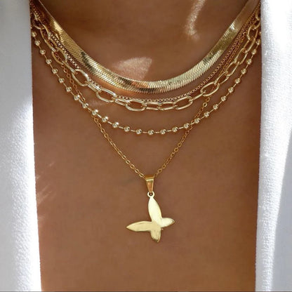 Women’s Jewelry Boho Layered Crystal Pendant Necklace | Vintage | Gold Tone | Trendy