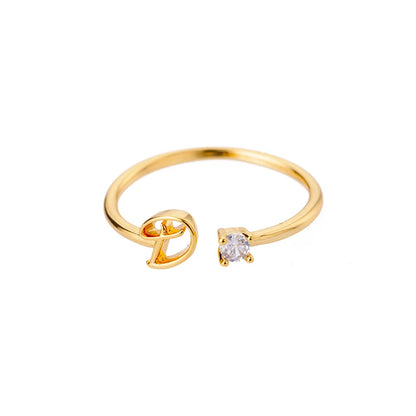Women’s Adjustable Initial Letter Ring – Stainless Steel A–Z Alphabet Personalized Jewelry