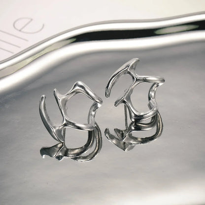 Women’s Fashion Punk Irregular Liquid Earrings – Y2K Metal Hollow Clip-On Statement Jewelry for Party & Street Style