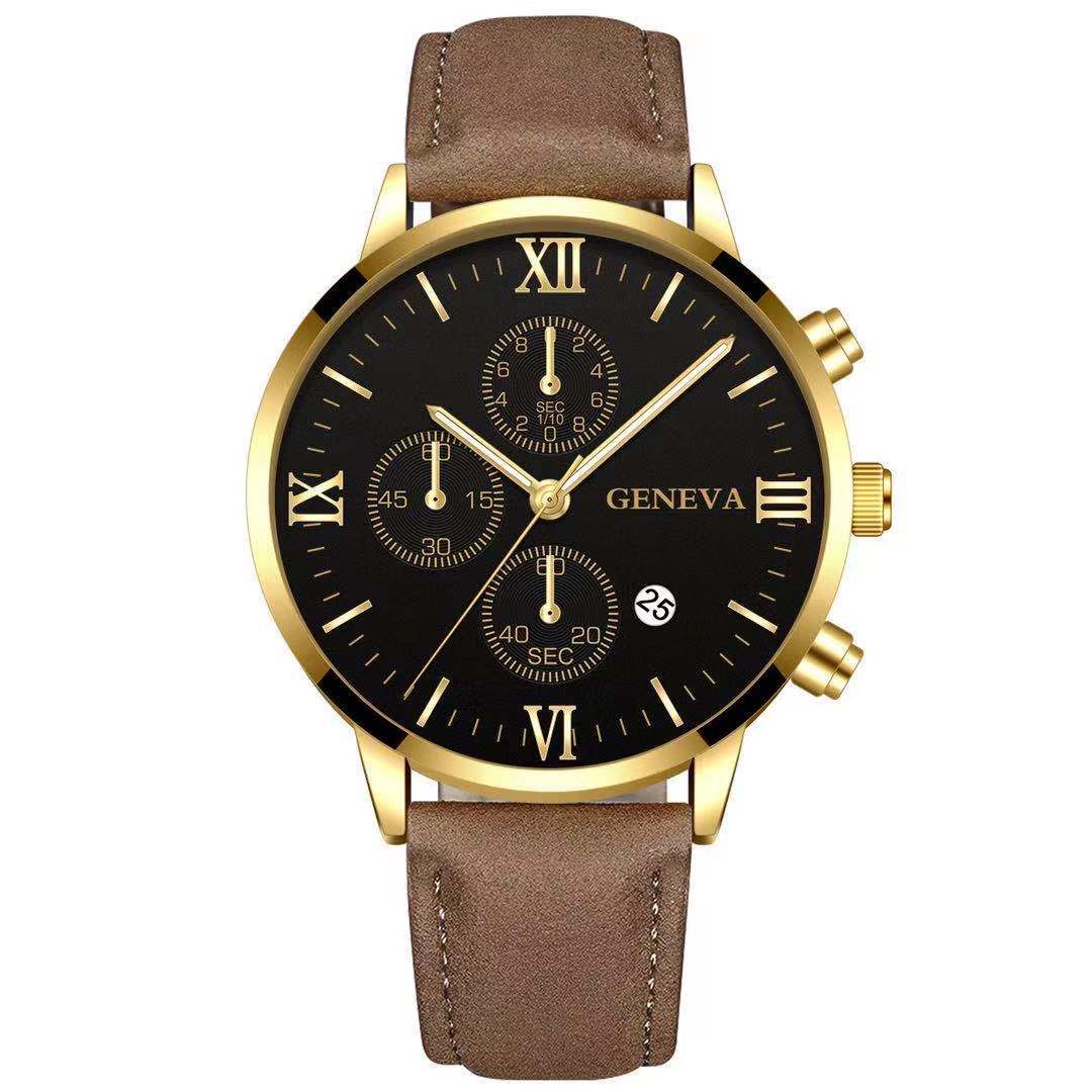 Men’s Luxury Quartz Sport Watch – Leather Strap Analog Wristwatch with Date