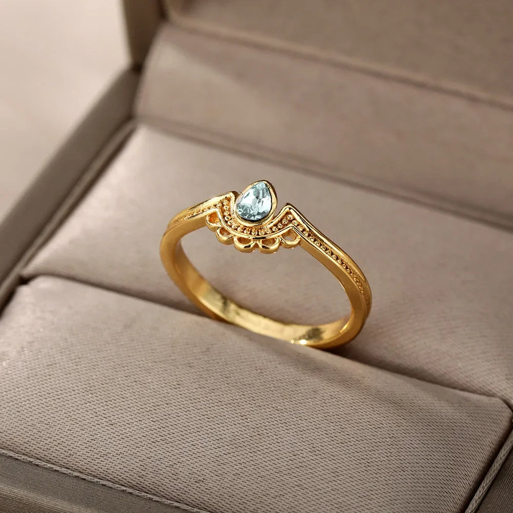 Women’s Jewelry Opal Geometric Open Ring | Aesthetic | Adjustable | Couple