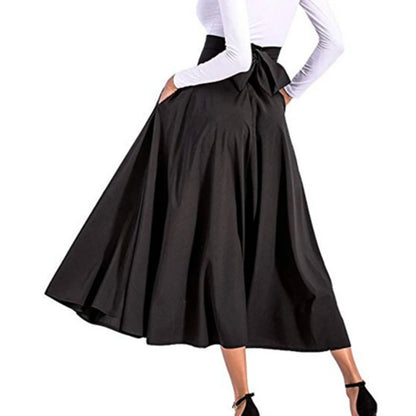Women’s Elegant High Waist Skirt Bottom – Big Swing Half Skirt with Bow Design for Office & Multi-Occasion Wear