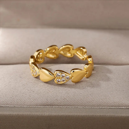 Women’s Jewelry Double Heart Zircon Ring | Adjustable | Stainless Steel | Gift
