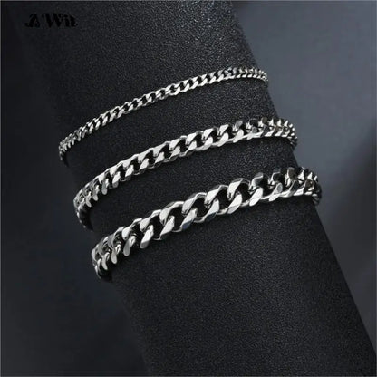 Men’s Stainless Steel Cuban Link Bracelet Jewelry – Unisex Curb Chain 3–11mm