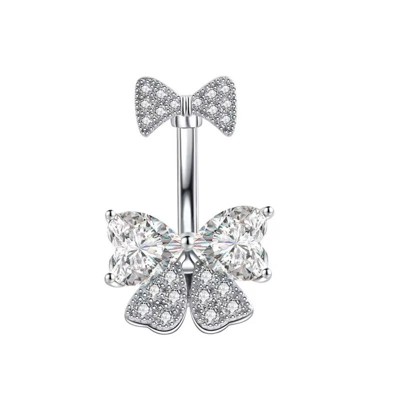Women’s Pink Crown Heart Belly Button – Crystal Navel Piercing Jewelry