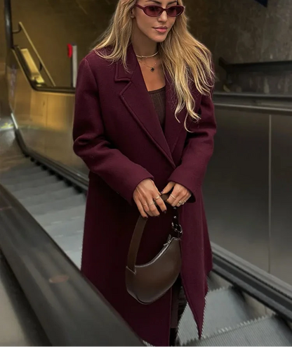 Women’s Long Wool Coat Outerwear | Elegant | Double Breasted | Winter