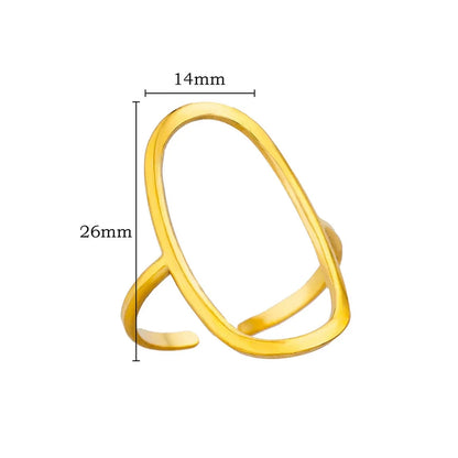 Women’s 316L Stainless Steel Geometric Open Ring – Gold Color Multilayer Vintage Waterproof Jewelry