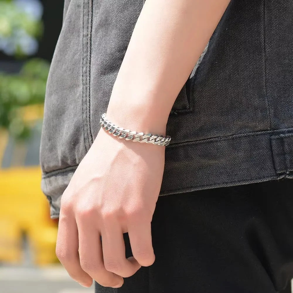 Men’s Stainless Steel Cuban Bracelet – Gold Color Hip Hop Punk Jewelry