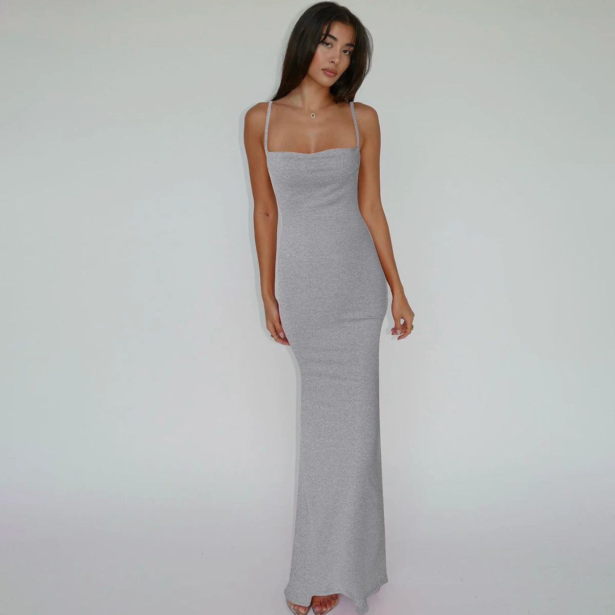 Women’s Sleeveless Backless Maxi Dress – Elegant Solid Y2K Spring Prom & Party Dress