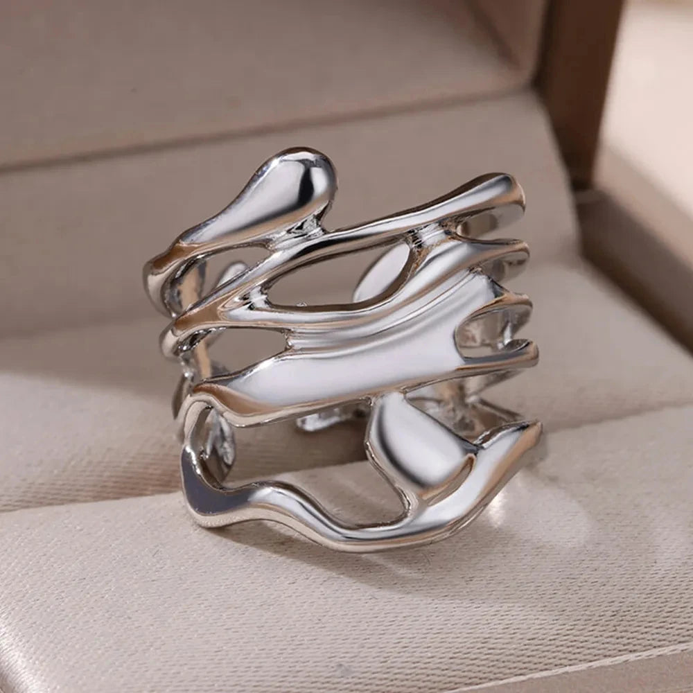 Women’s Jewelry Hollow Wide Ring | Statement | Gold Tone | Unisex