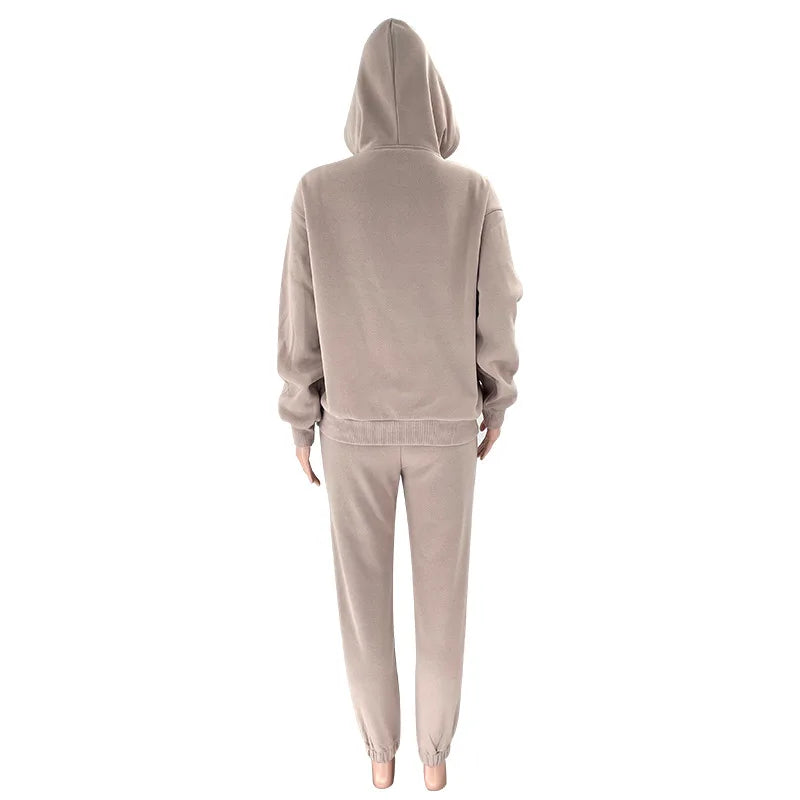 Women’s Autumn Winter Fleece Tracksuit Set – 2 Piece Casual Outfit