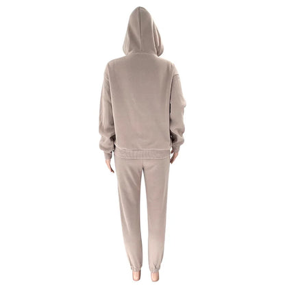 Women’s Autumn Winter Fleece Tracksuit Set – 2 Piece Casual Outfit