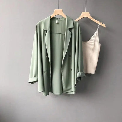 Women’s Oversize Chiffon Sunscreen Shirt – Loose Casual Blouse Top, Thin Spring/Autumn Layer