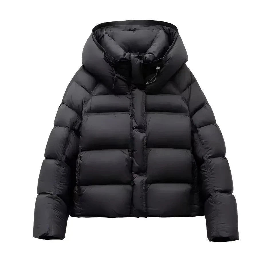 Women’s Hooded Jacket Outerwear – Short Loose Cotton Puffer