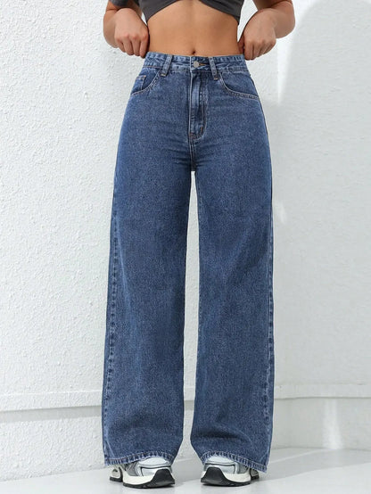 Women’s High-Waist Denim Pants – Vintage Wide-Leg Streetwear Jeans Bottom